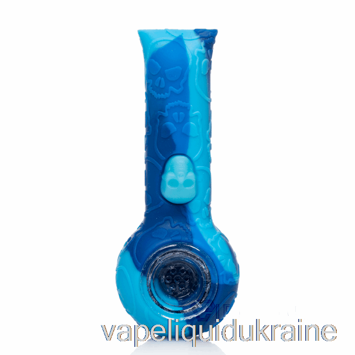 Vape Ukraine Stratus Silicone Skull Hand Pipe Marble Blue (Baby Blue / Blue)